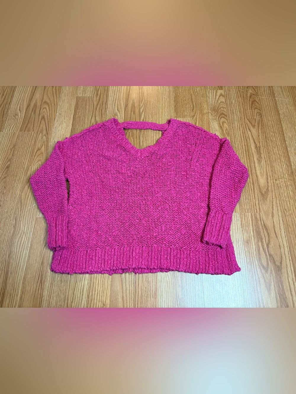 Hollister Bright Fuchsia V-Neck Knit Sweater